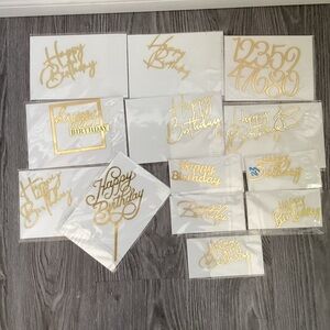 22pc Gold Acrylic Birthday Cake Toppers